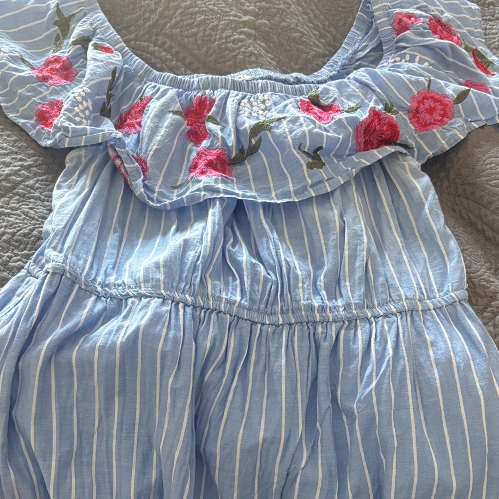 Blue Striped Floral Dress